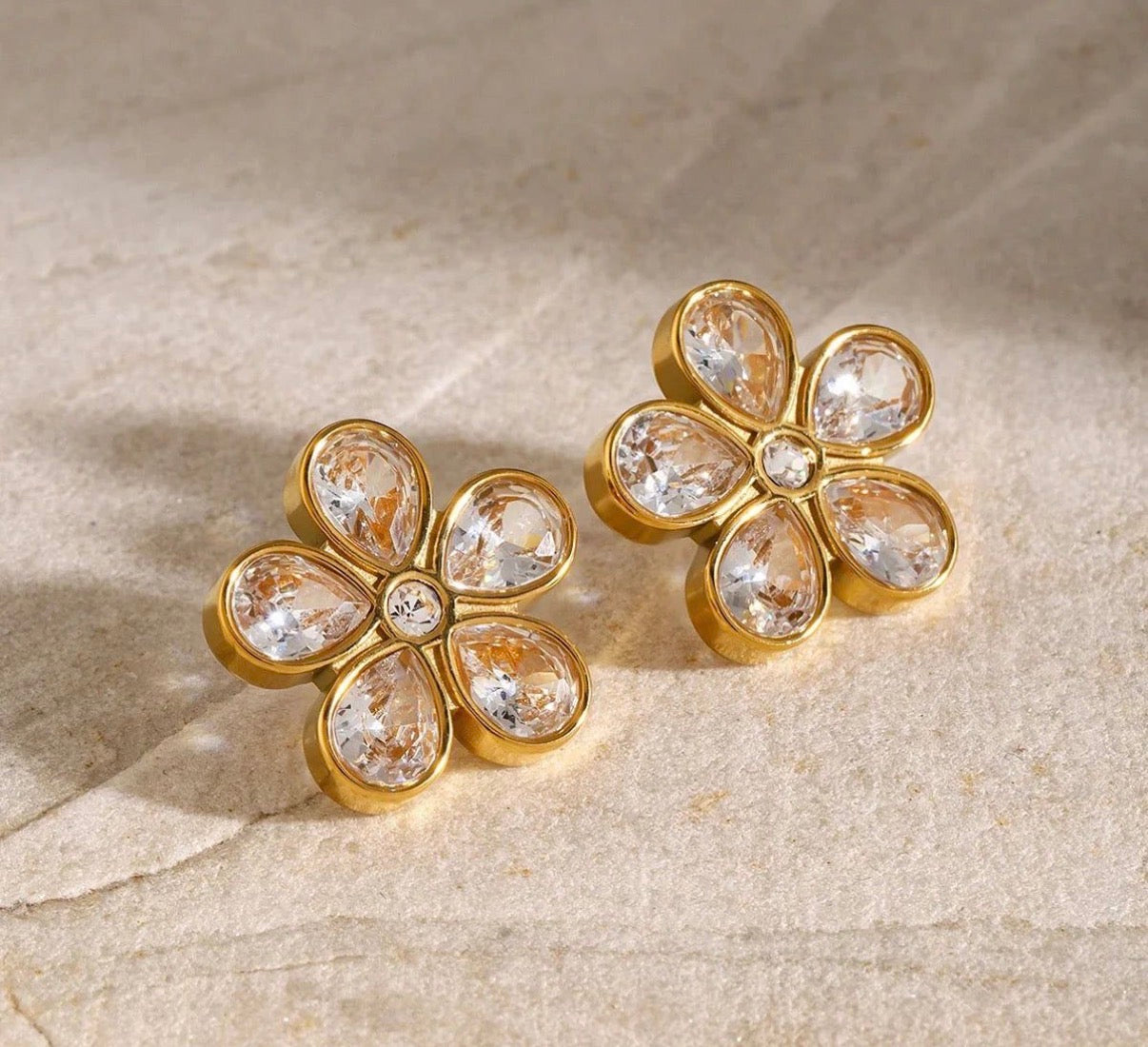 Statement floral stone earrings