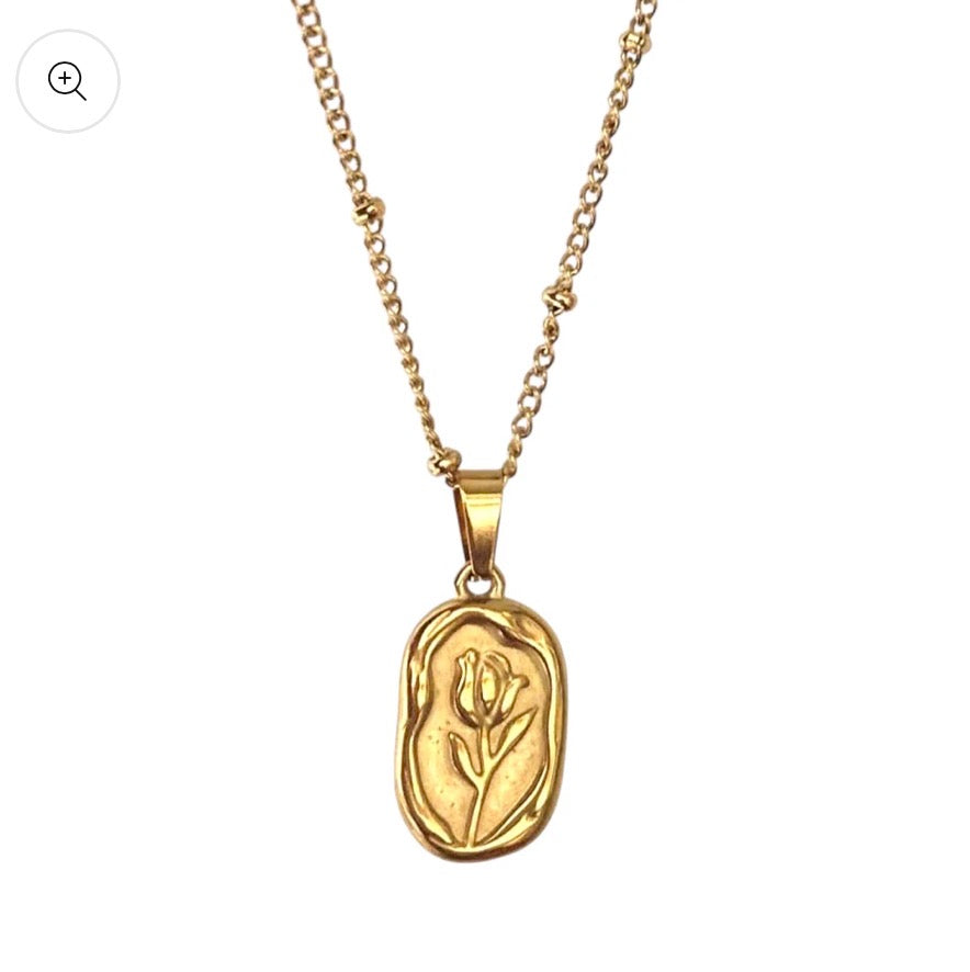 Rose Engraved Necklace