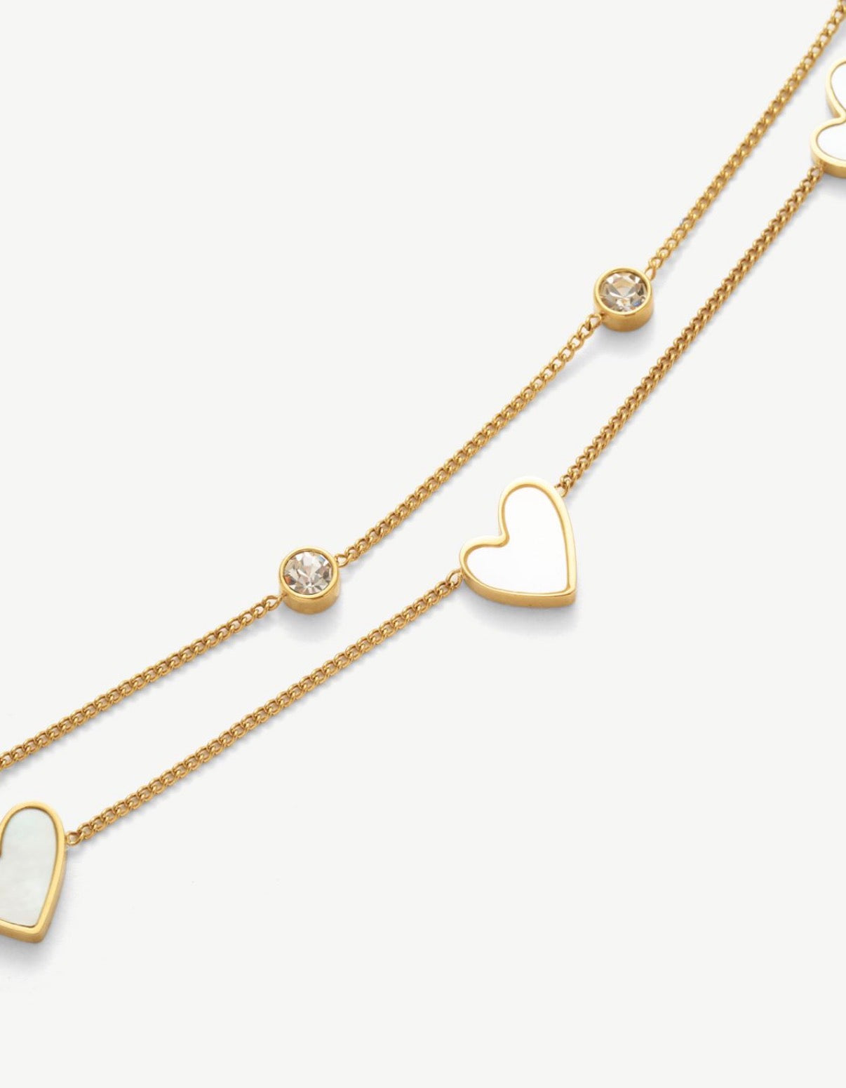 Layered Heart Charm Anklet