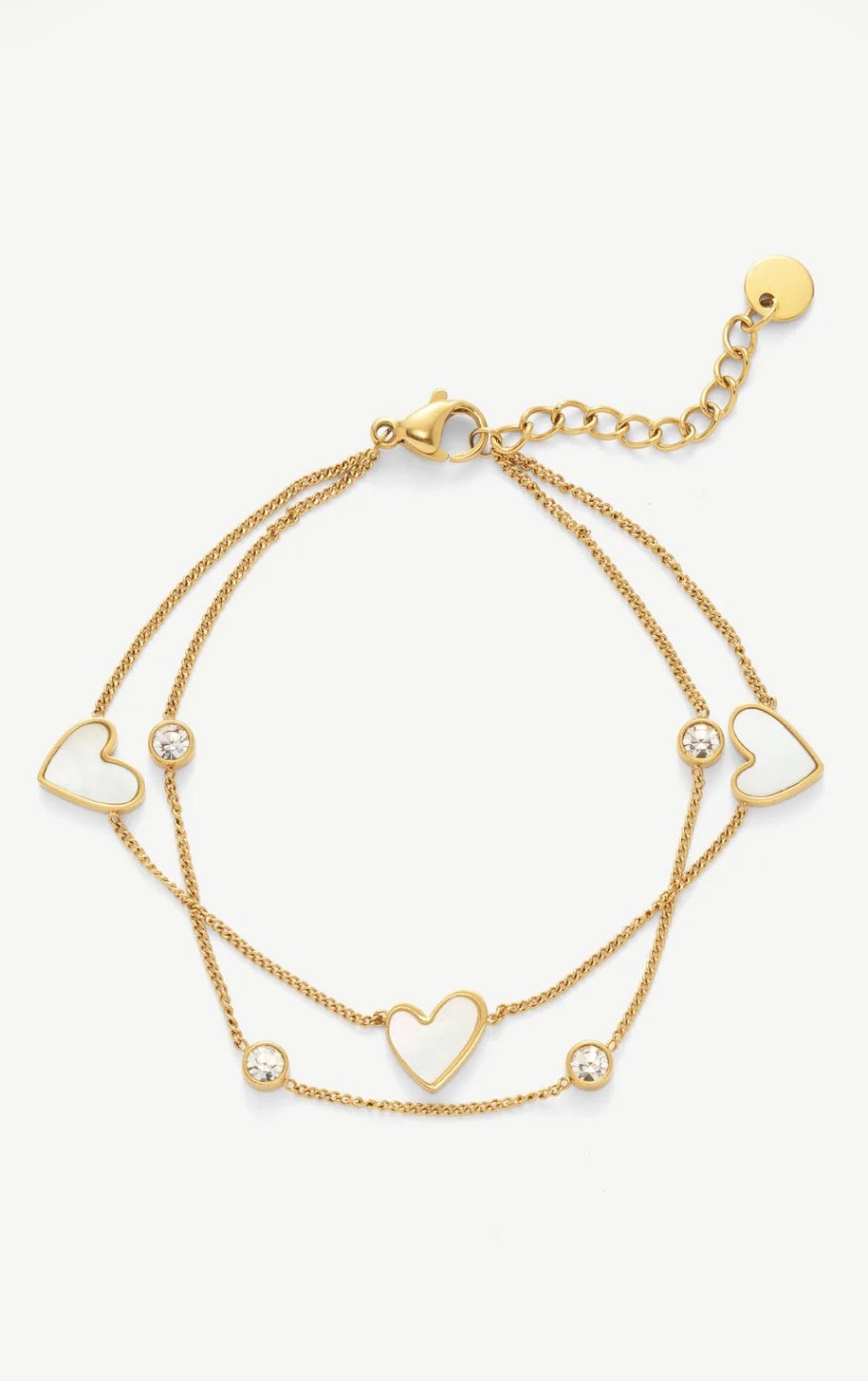 Layered Heart Charm Anklet